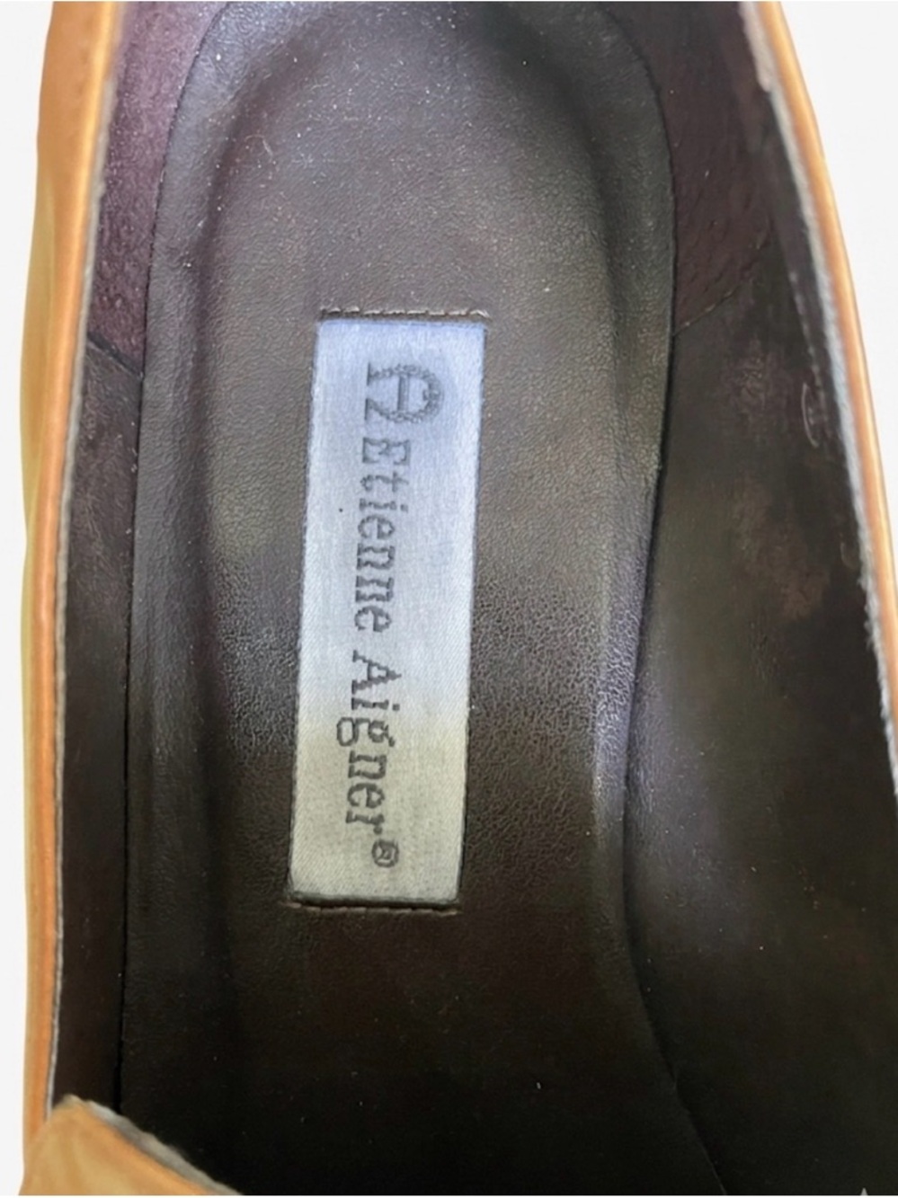 Etienne Aigner Tan Leather Kiltie Tassel Loafers Women’s 8.5M Vintage Style - Picture 3 of 6